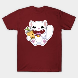 Happy Lucky Cat Maneki Neko Turnt Up Chinese Zodiac Bubble Boba Tea T-Shirt